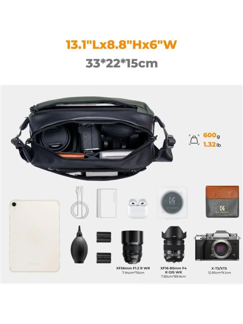 Waterproof Crossbody Camera Sling Bag | DSLR/SLR/Mirrorless Backpack Case